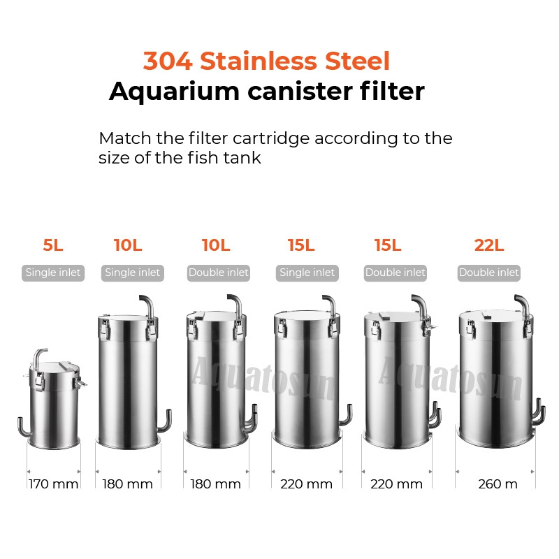 Accepted OEM Stainless Steel Canister Filter Fish Bucket External Aquarium Filter Canister