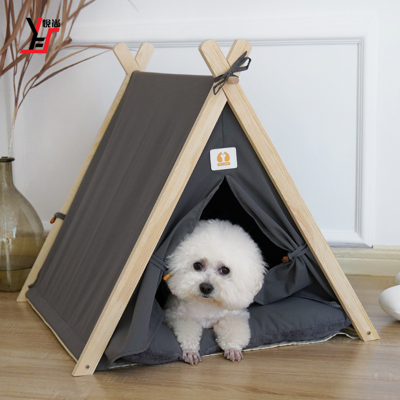 Portable Washable Teepee Cat Indoor Outdoor Kennels Cave Pet Tent House with Cushion