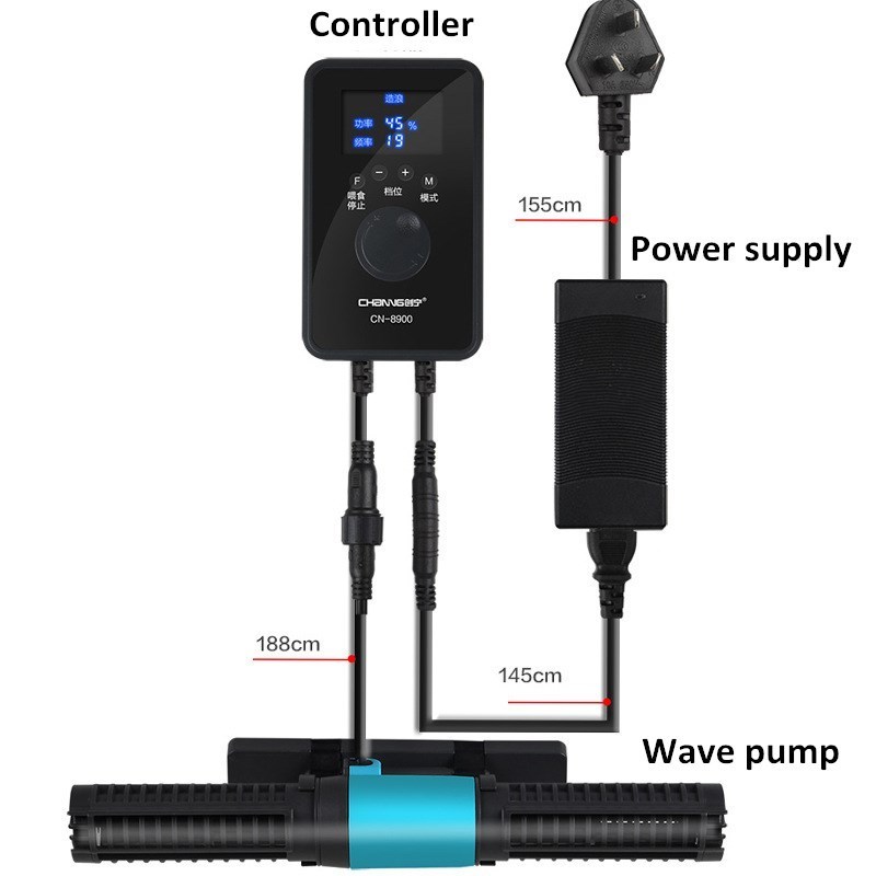 Cross Flow Water Pump Circulation Pump with Controller Aquarium Wave Maker Pump for Fish Pond