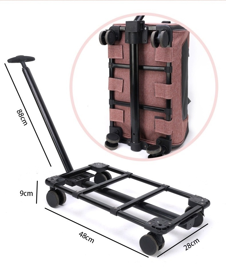 Airline Approved Pet Cat Dog Carrier With Wheels Rolling Pet Carrier With Telescopic Handle