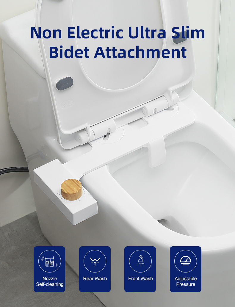 Bidet Toilet Seat Attachment Non-Electric Self Cleaning Water Sprayer Bidet Manual Ultra-Slim Shattaf Bidet De Toilette