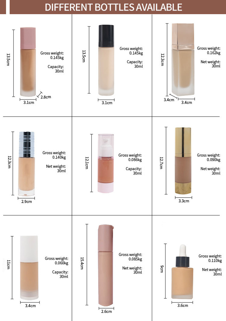 Logo customize cosmetic make up private label foundation waterproof Full Coverage luxury vegan liquid face foundation