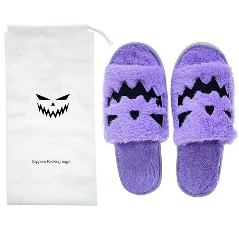 Halloween Pumpkin Lantern Slippers for Women and Men Soft Fur Comfort Women Christmas Warm Slippers