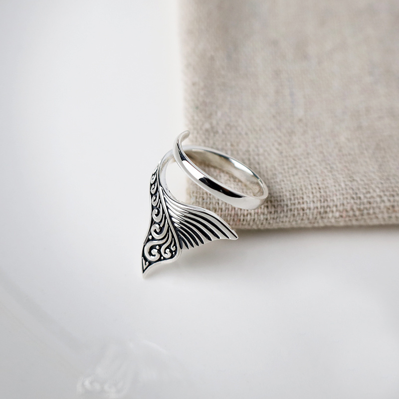 925 Sterling Silver Handmade Charming Whale Tail Ring Sterling Silver Ring from Thailand