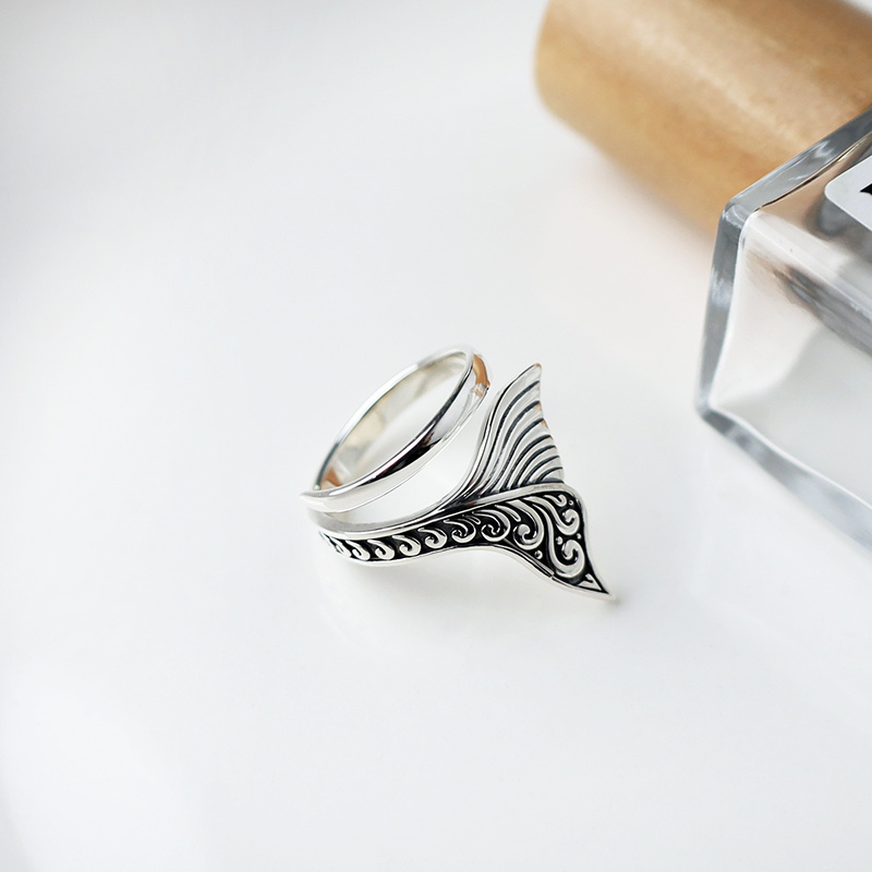 925 Sterling Silver Handmade Charming Whale Tail Ring Sterling Silver Ring from Thailand