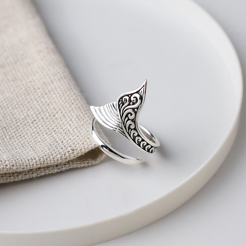 925 Sterling Silver Handmade Charming Whale Tail Ring Sterling Silver Ring from Thailand