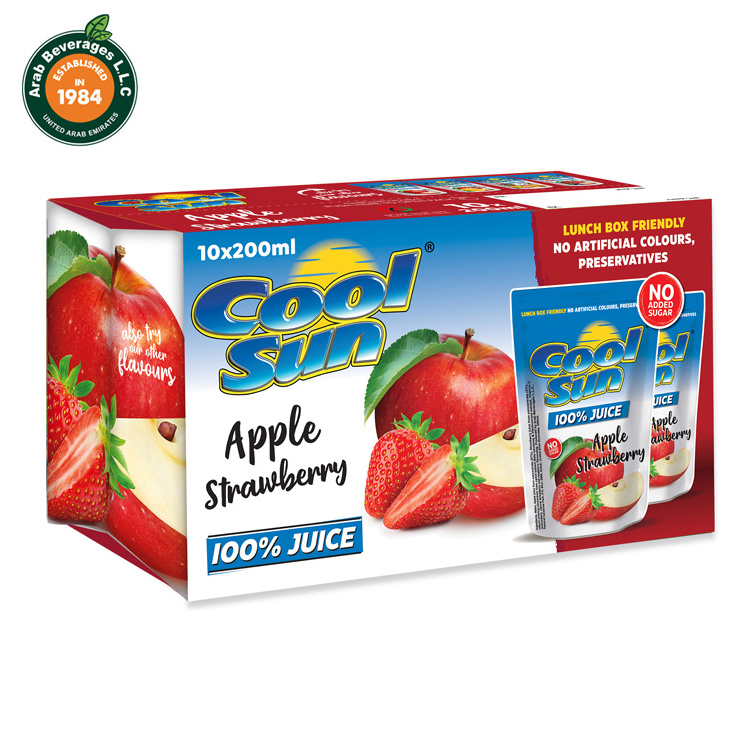 Strawberry 100% juice 200ML By Cool-Sun 200ML produced from concentrate High Quality From UAE