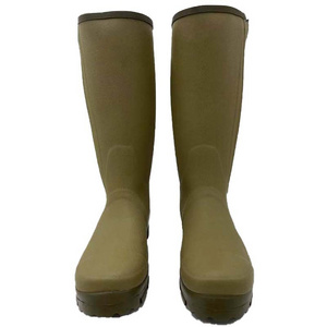 Olive Green Zipper style Waterproof Outdoor Farming and Hunting Mens Neoprene Rubber Rain Boots