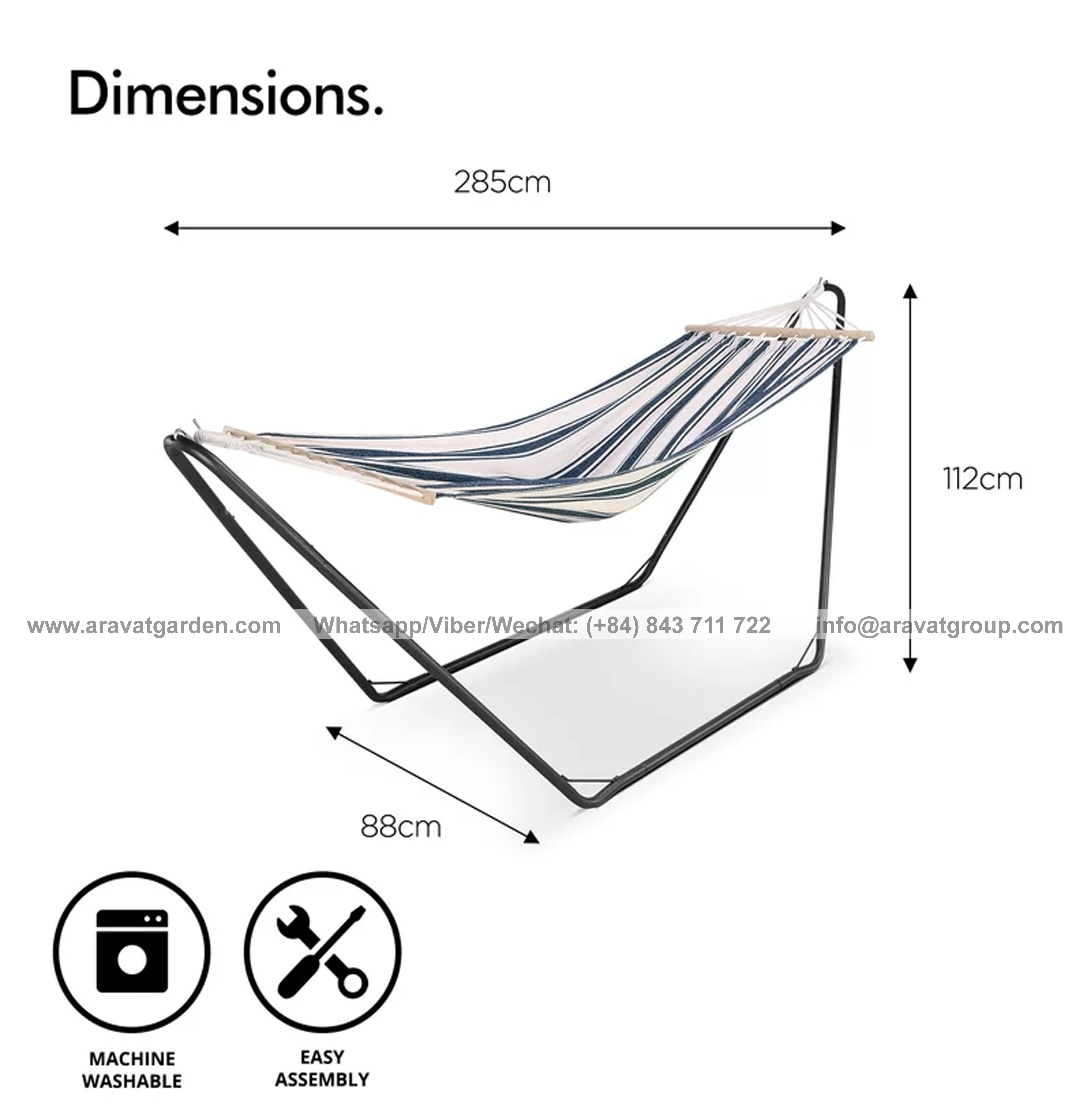 Wholesale Double Camping Hammock with Net Lightweight Tree Straps Portable 2 Person Hammock Made in Viet Nam