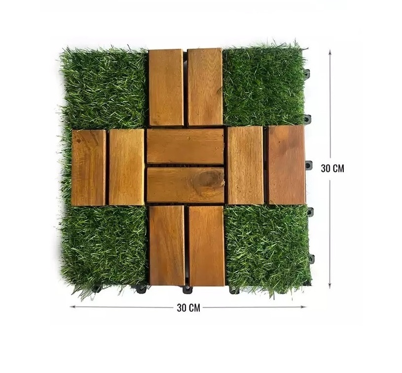 Artificial Grass Tiles Interlocking Deck Tiles, Self-draining Mat Indoor Outdoor Flooring, Direct from Manufacturer-S005