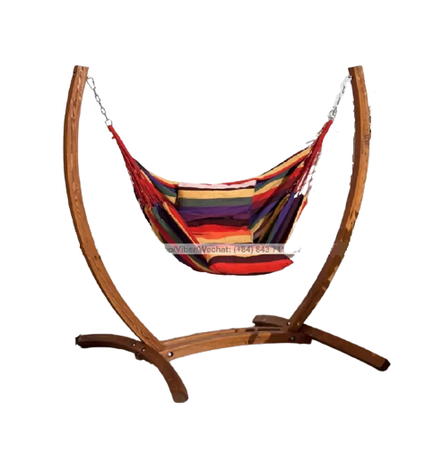 Best Selling Vietnam OEM/ODM Logo Available Modern Furniture Garden Sturdy Wooden Summer Multi Stripe Double Hammock With Stand