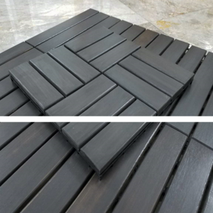 Wood and Plastic Material European Design Style Anti-slip Function Floor Tiles Type 12 Slats Interlocking Deck Tile - Black