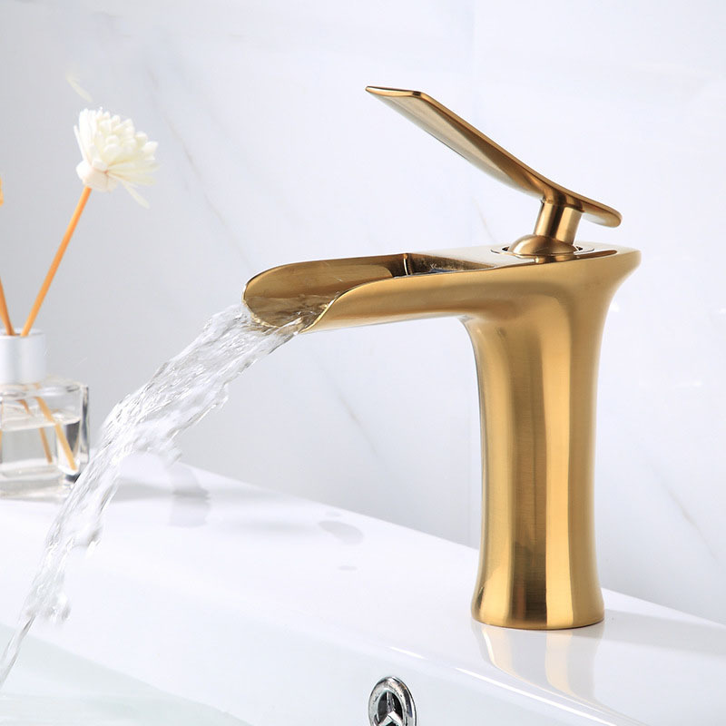 bathroom  sink bronze Hot and cold water mixer waterfall basin faucet with single handle