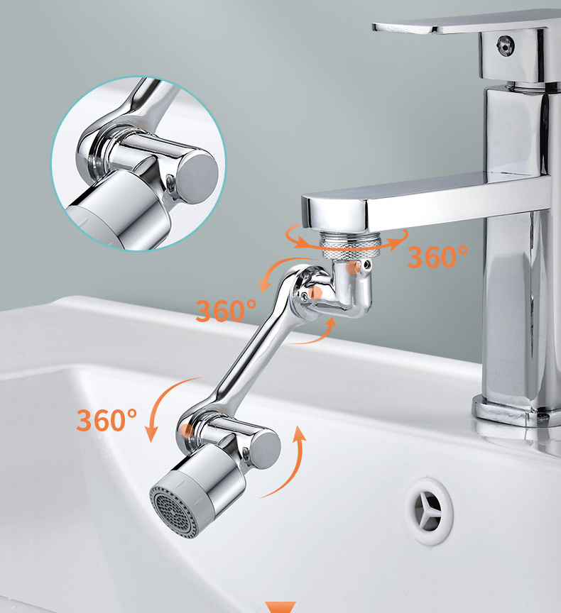 Brass faucet extender 1080 degree universal mechanical arm extender  faucet aerator