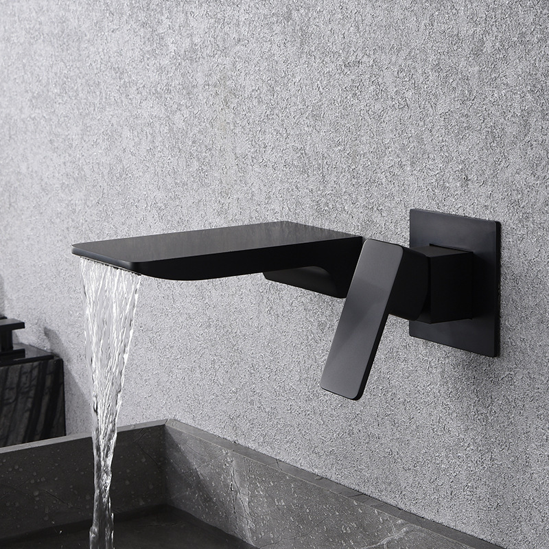 Bathroom Wall Mounted Concealed Brass waterfall  concealed Basin Faucet