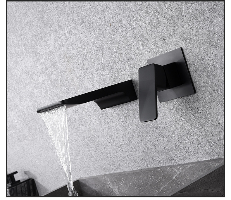 Bathroom Wall Mounted Concealed Brass waterfall  concealed Basin Faucet