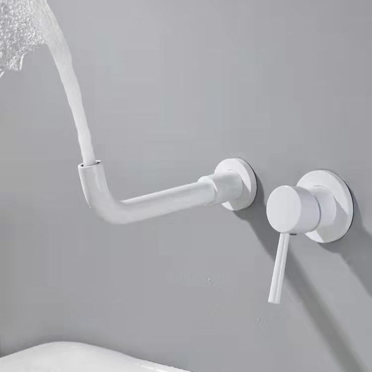 Hot  brass white 2 hole taps wall mounted bathroom concealed basin mixer faucet