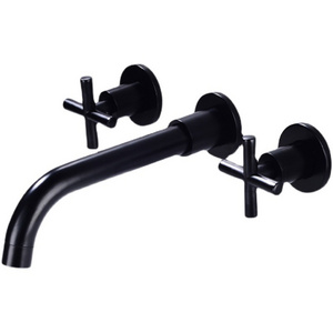 matt black Brass two handles sink mixer bathroom taps three hole faucets