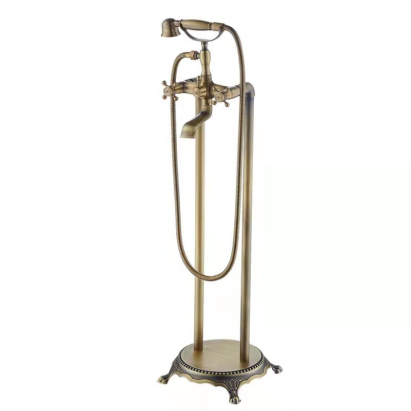 floor standing Brass Chrome Waterfall Bath Bathtub Shower Faucet