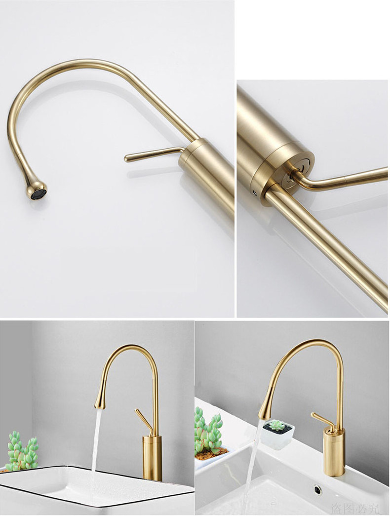 European 360 degree rotating Hot and Cold Wash Basin gold  Faucet Bathroom Water Drop basin Faucet