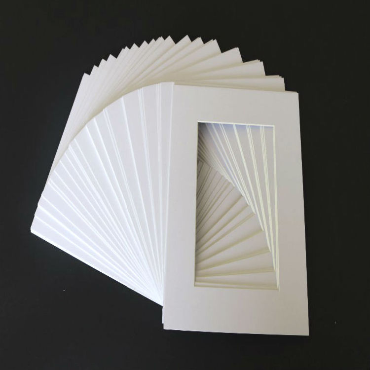 Wholesale decorative shadow box frame white,mat paper photo frame border photo frame mat board single opening matboard