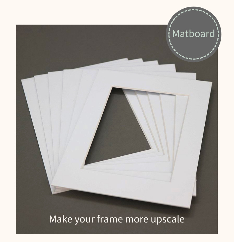 Wholesale decorative shadow box frame white,mat paper photo frame border photo frame mat board single opening matboard