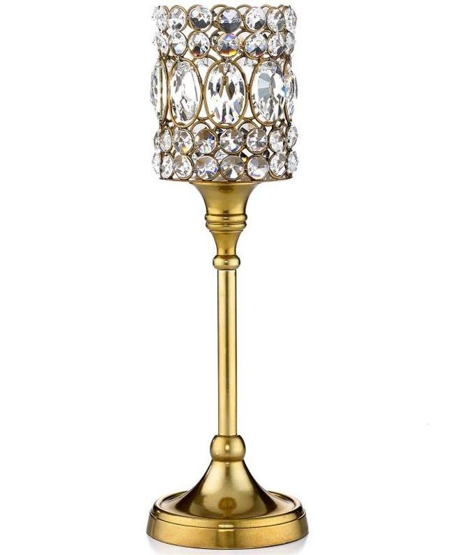 Gold Plated Crystal Ball Small Candle Holder Shning Gold Color Best Top Quality Fancy High Quality Low Prices Candle Holder