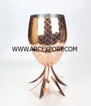 Gold Plated Goblet Copper Metal Fancy Luxury Wholesale New Design Decorating Plate Goblet