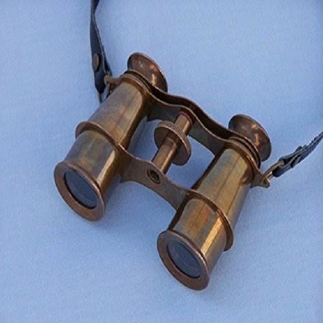 Brass Shiny Polished Nautical Binocular Gold Color Clear Glass Fancy Nautical Binocular