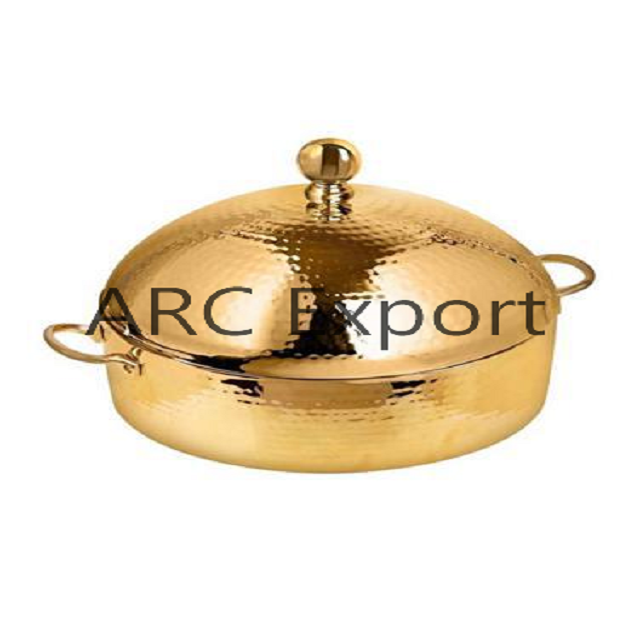 Copper Engraved Metal Luxury Casserole & Hot Pot Indian Designer Metal Hose Pot & Casserole