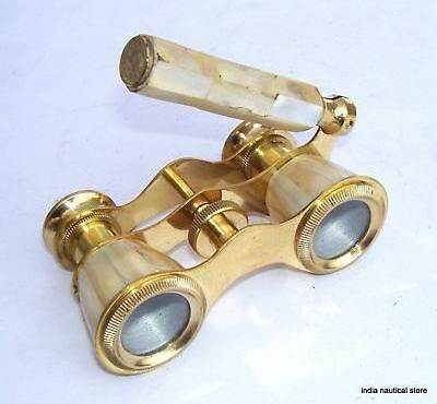 Brass Shiny Polished Nautical Binocular Gold Color Clear Glass Fancy Nautical Binocular