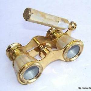 Brass Shiny Polished Nautical Binocular Gold Color Clear Glass Fancy Nautical Binocular