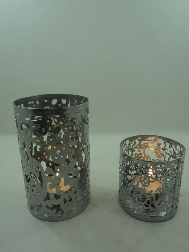 Metal Etching Wholesale Decorative Votive Candle Holder Water Glass Design Round Shape Fancy Candle Holder