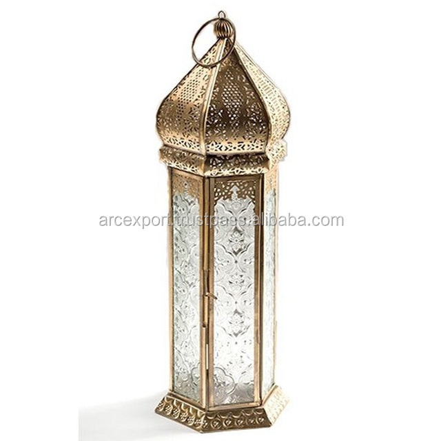 Golden Moroccan Gass Lanterns New Design Decoration Fancy Wholesale Best Quality Glass Lanterns