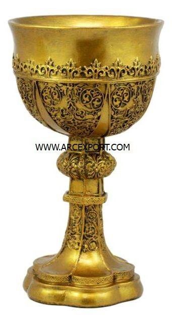 Gold Plated Goblet Copper Metal Fancy Luxury Wholesale New Design Decorating Plate Goblet