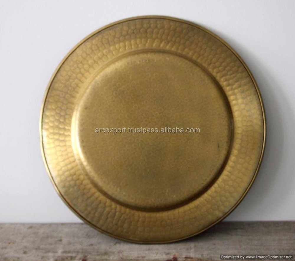 Brass Plated Hammered harger Plate Best Top Decoration Design Standard Round Shape Charger Plate