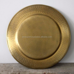 Brass Plated Hammered harger Plate Best Top Decoration Design Standard Round Shape Charger Plate