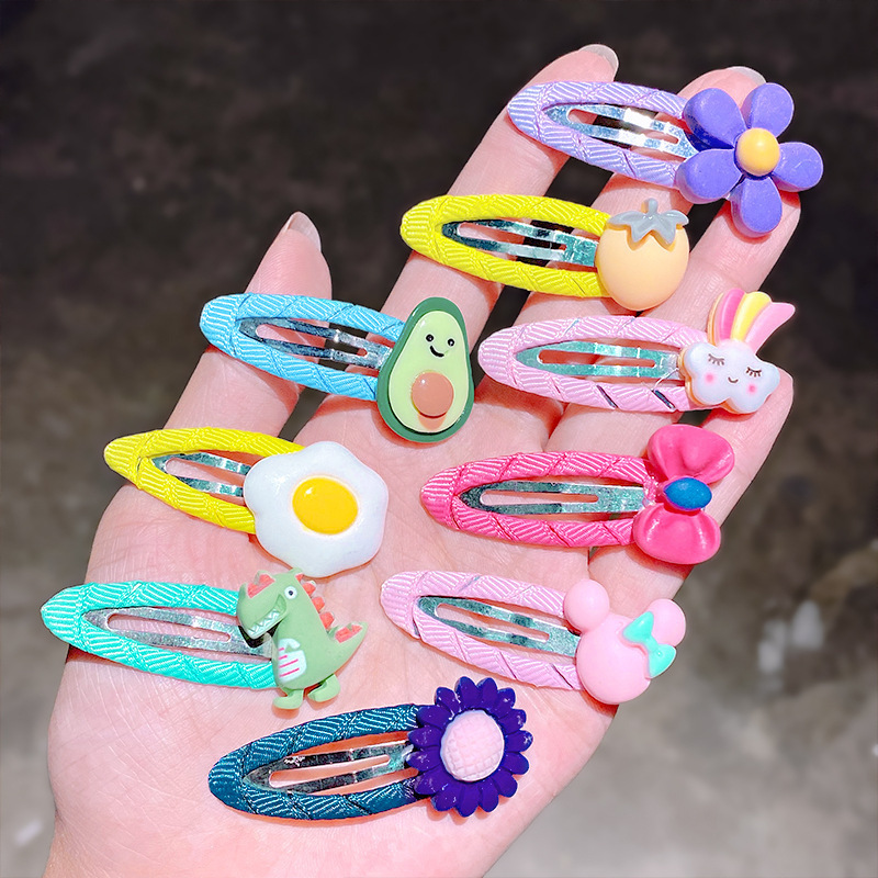 10 pcs/set Cartoon Hair Clips for Baby Girl  Hairclip  Flower Fruit Hair Pins Kids Hair Accessories Gift