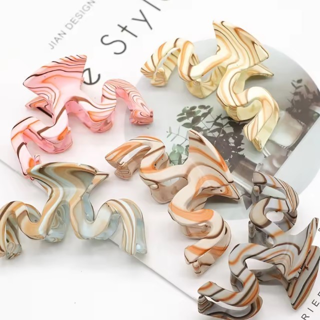 High Quality Hair Clip And Hair Claw 2021 Wood Grain Pattern Women Claw Hair Clips