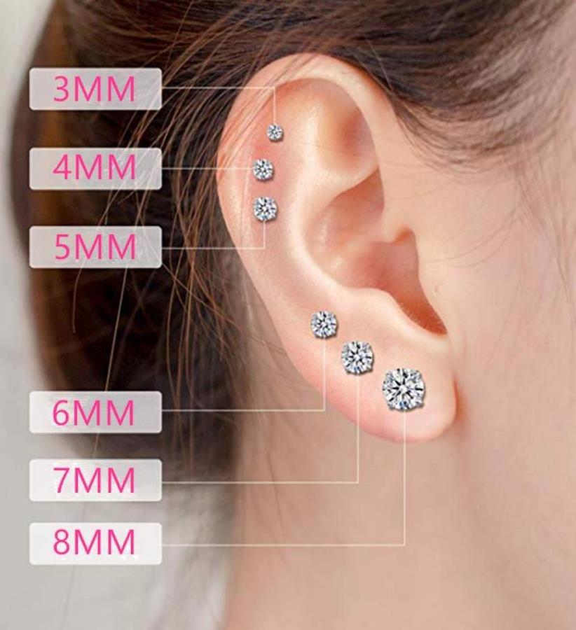 2022 Earrings Jewelry Zircon Earrings Stud Earring Women's Stainless Steel Round Cubic Zirconia White CLASSIC Children's Archer