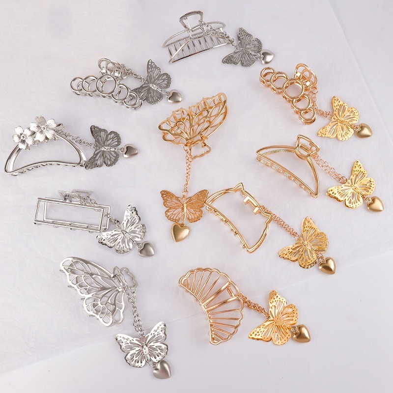 wholesale Metal Stereo Butterfly hair claw tassel elegant woman fashion catch clip