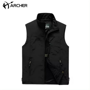 Latest model fashion utility vest stand collar breathable outdoor running vest work sleeveless winter men vest