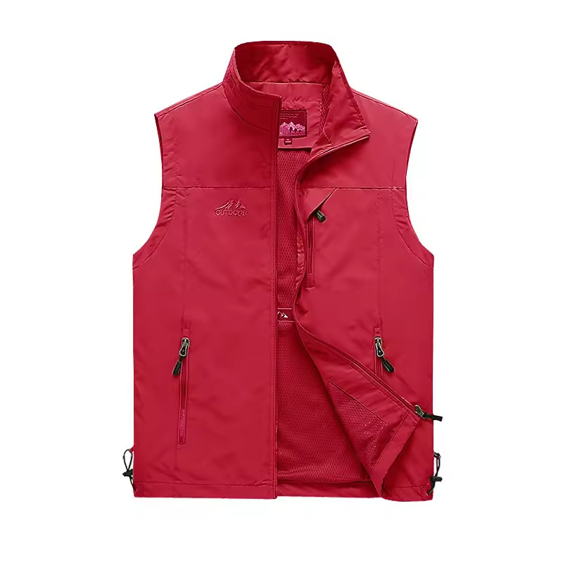 Latest model fashion utility vest stand collar breathable outdoor running vest work sleeveless winter men vest