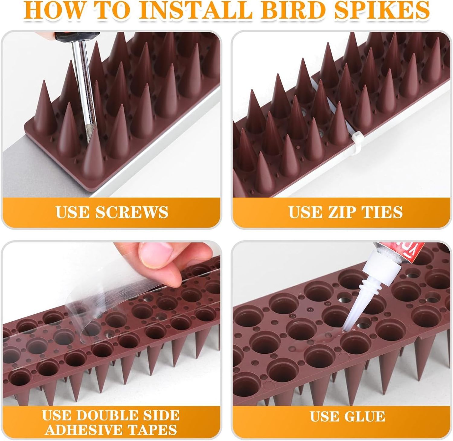 20 Pack Plastic bird spikes Bird deterrent spikes for pigeon raccoon crow cats