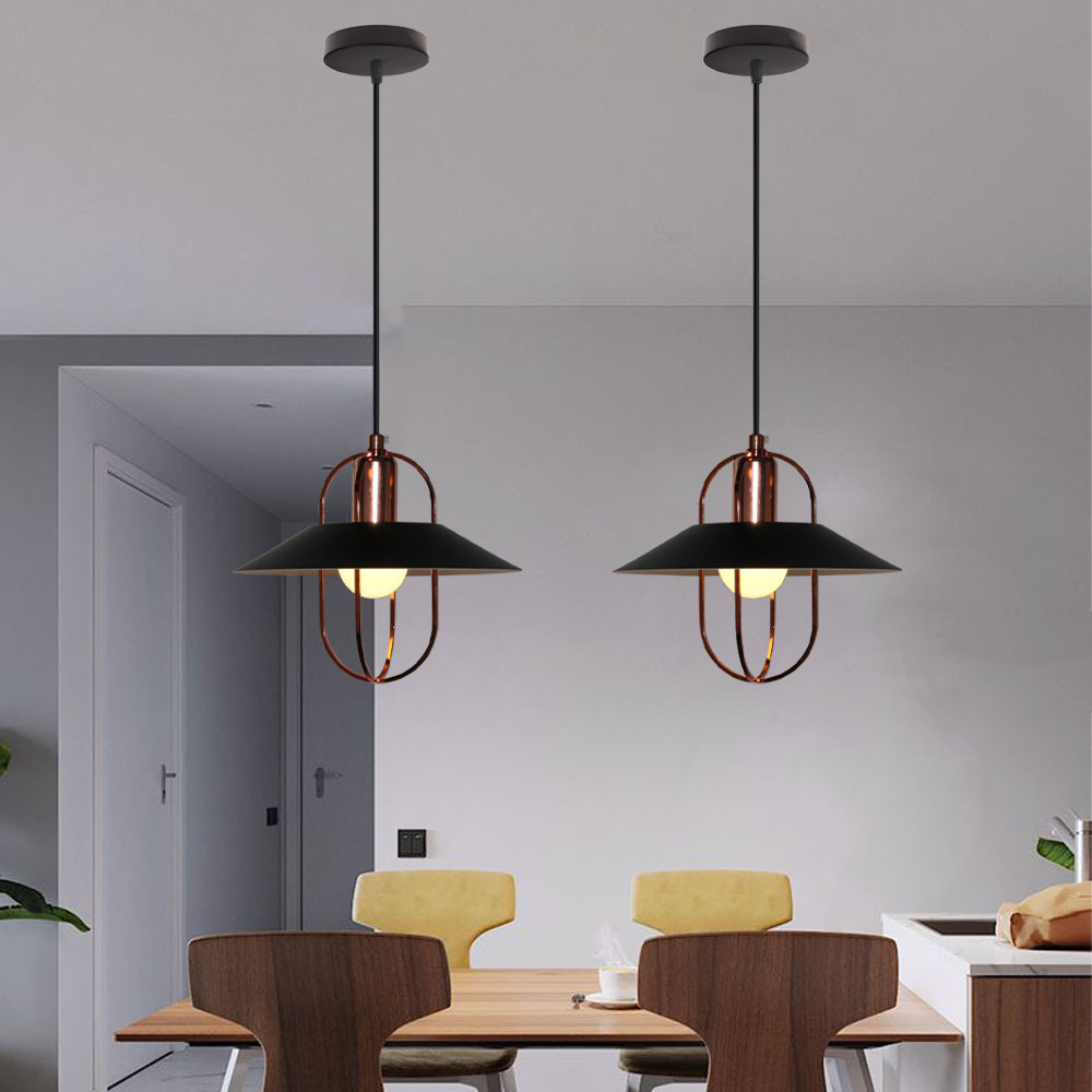 Simple Style Iron Pendant E27 Bulbs Hanging Lightings  Black Dining Room Modern Lighting Industrial Light For Home