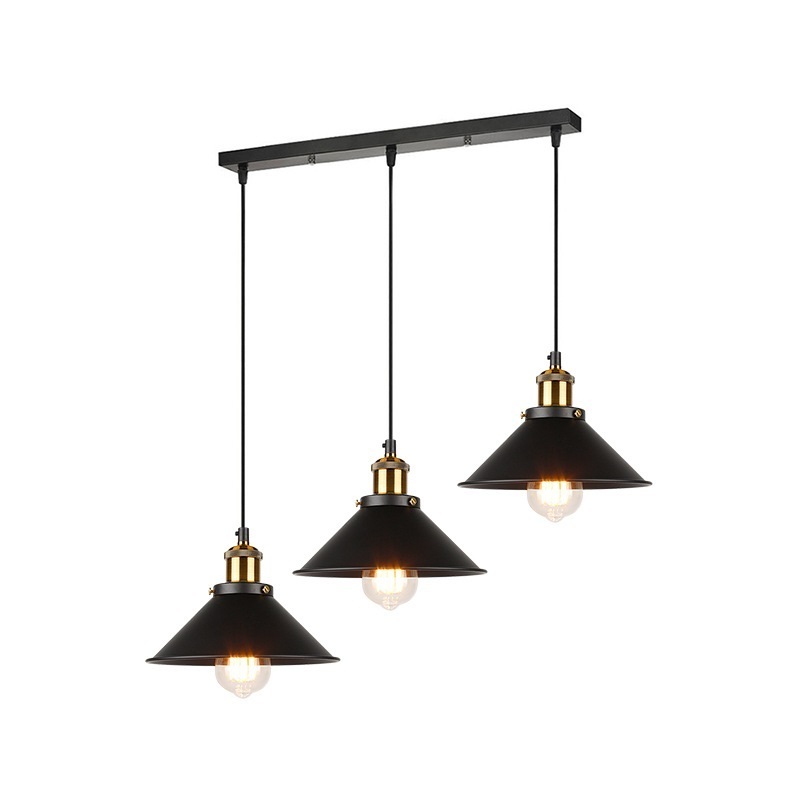 Amazon Sales Retro Edison Bulb Pendant Light Black Aluminum Shades Pendant Light Living Room With CE Certificate