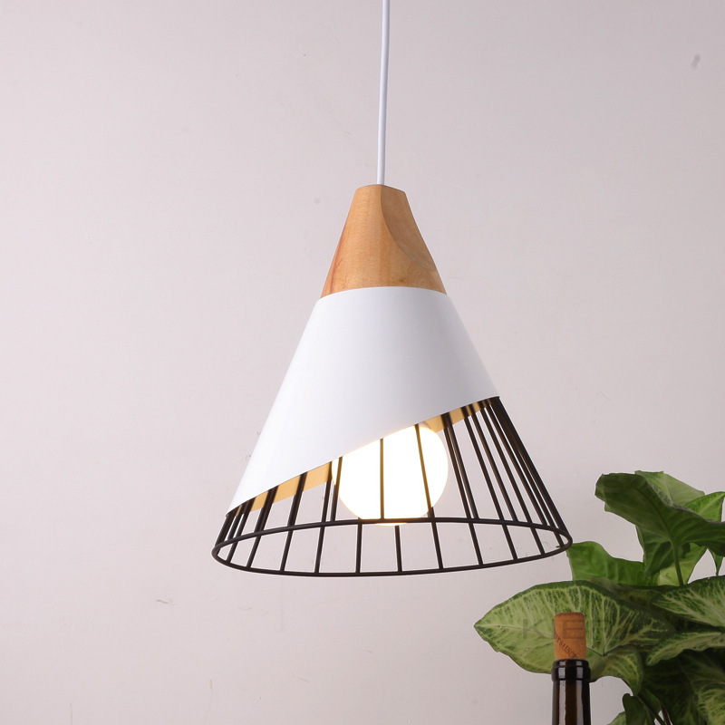 Chinese Lighting Supplier Nordic Design White Black Pendant Light  Wooden Fixtures Lighting For Dining Room Bedroom