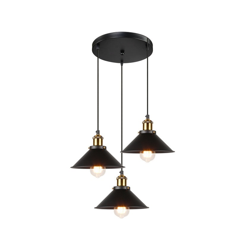 Amazon Sales Retro Edison Bulb Pendant Light Black Aluminum Shades Pendant Light Living Room With CE Certificate