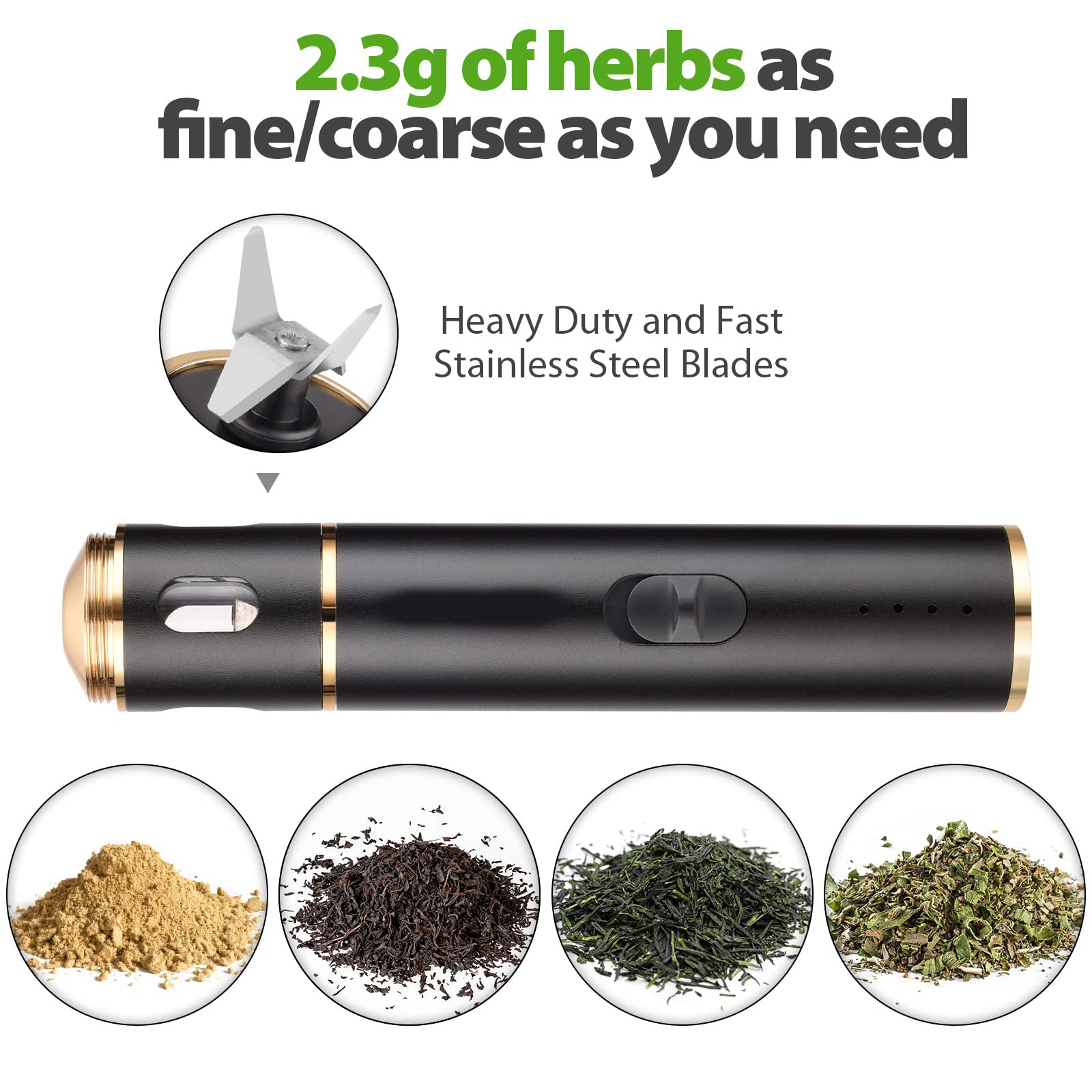 wholesale metal rechargeable cordless small automatic electric herb grinder pen