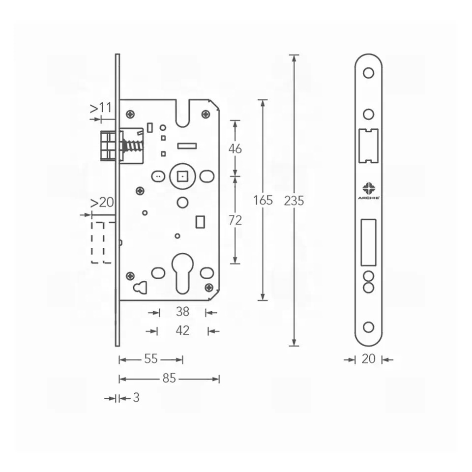 Moder Luxury Zinc Alloy Mortise Lever Handle Door Lock Indoor Bedroom Locks For Villa